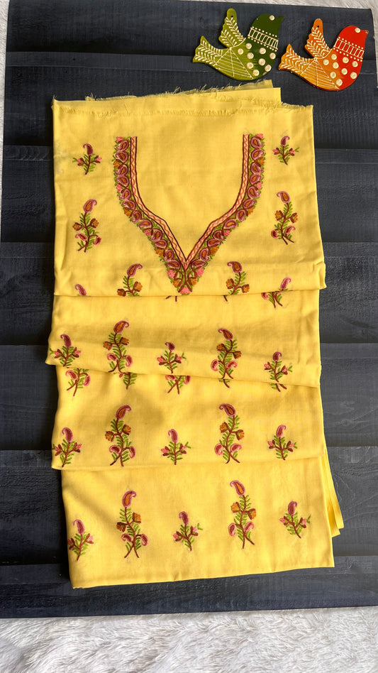 Light Yellow Shade Pure Cotton Kashmiri Aari Embroidered Co Ord 2 pc Set