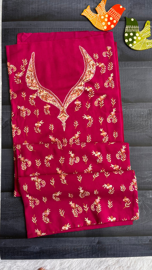 Dark Pink Shade Pure Cotton Kashmiri Aari Embroidered Co Ord 2 pc Set