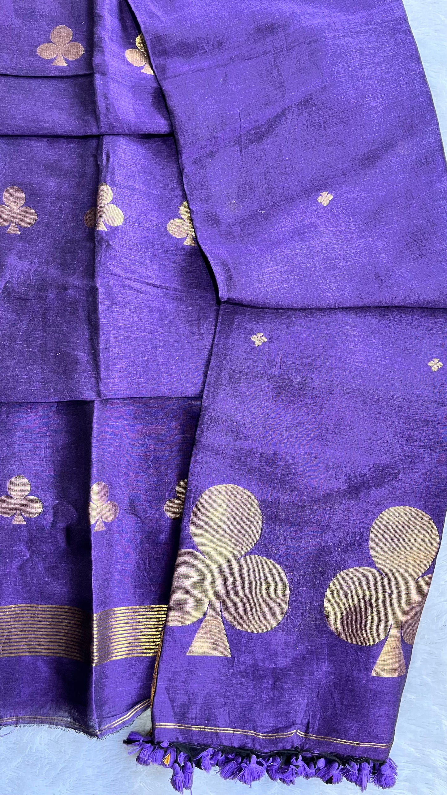 Purple Paan Buta Pure Jayshree Linen with Jamdani Hand Woven Daman 2 pc Suit Set