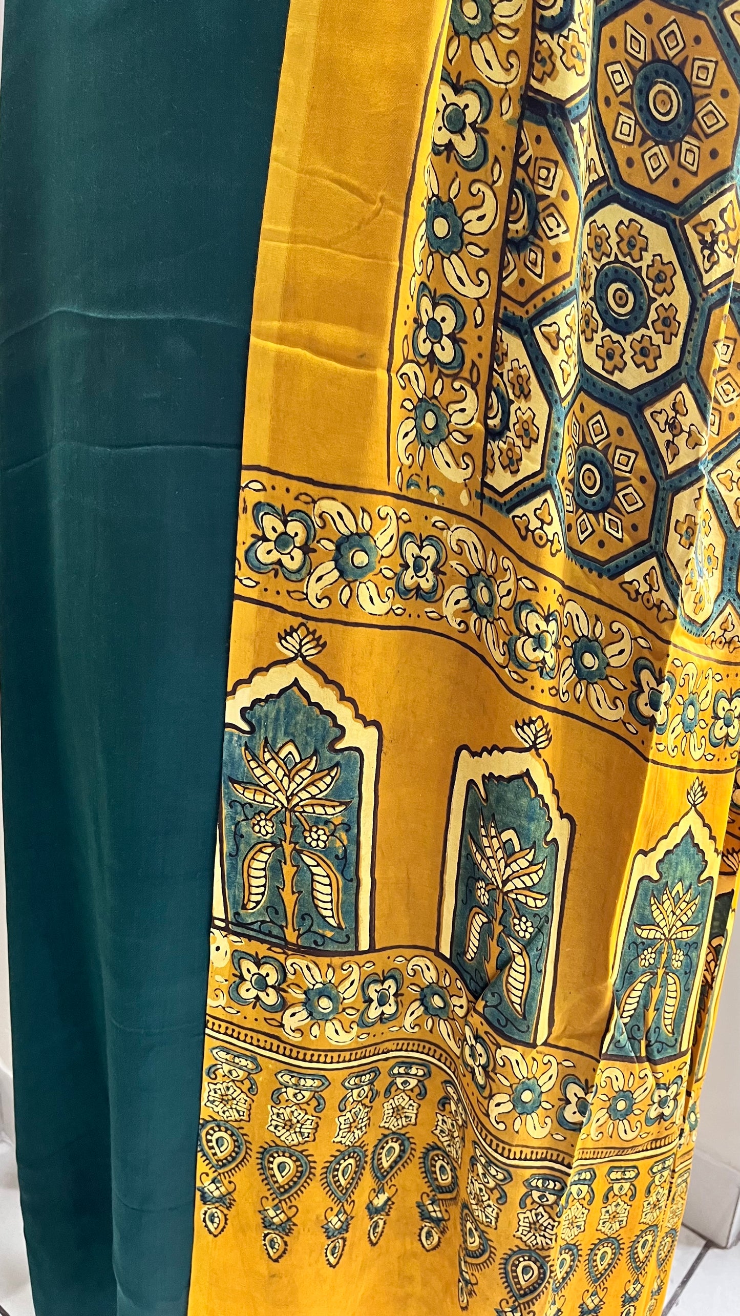 Bottle Green Solid Print Modal Silk 2pc Suit Material with Pure Modal Silk Dupatta