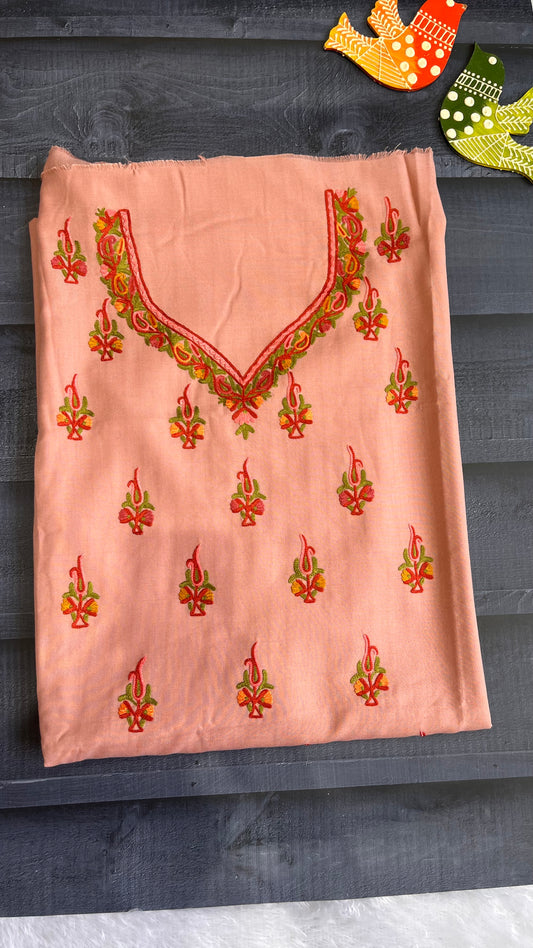 Blush Pink with Multicoloured Thread work Pure Cotton Kashmiri Aari Embroidered Co Ord 2 pc Set