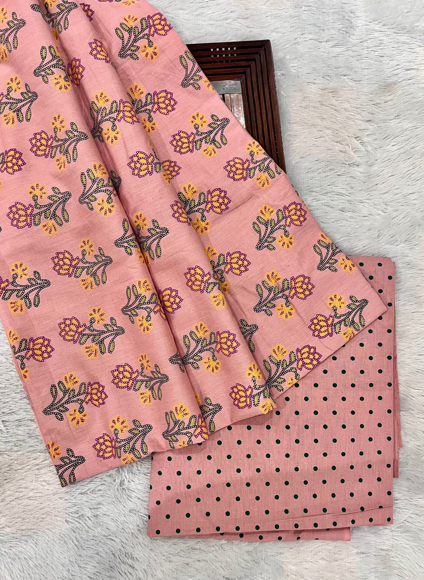 Sift Pink Floral and Polka Print Pure Cotton 2pc Suit Set