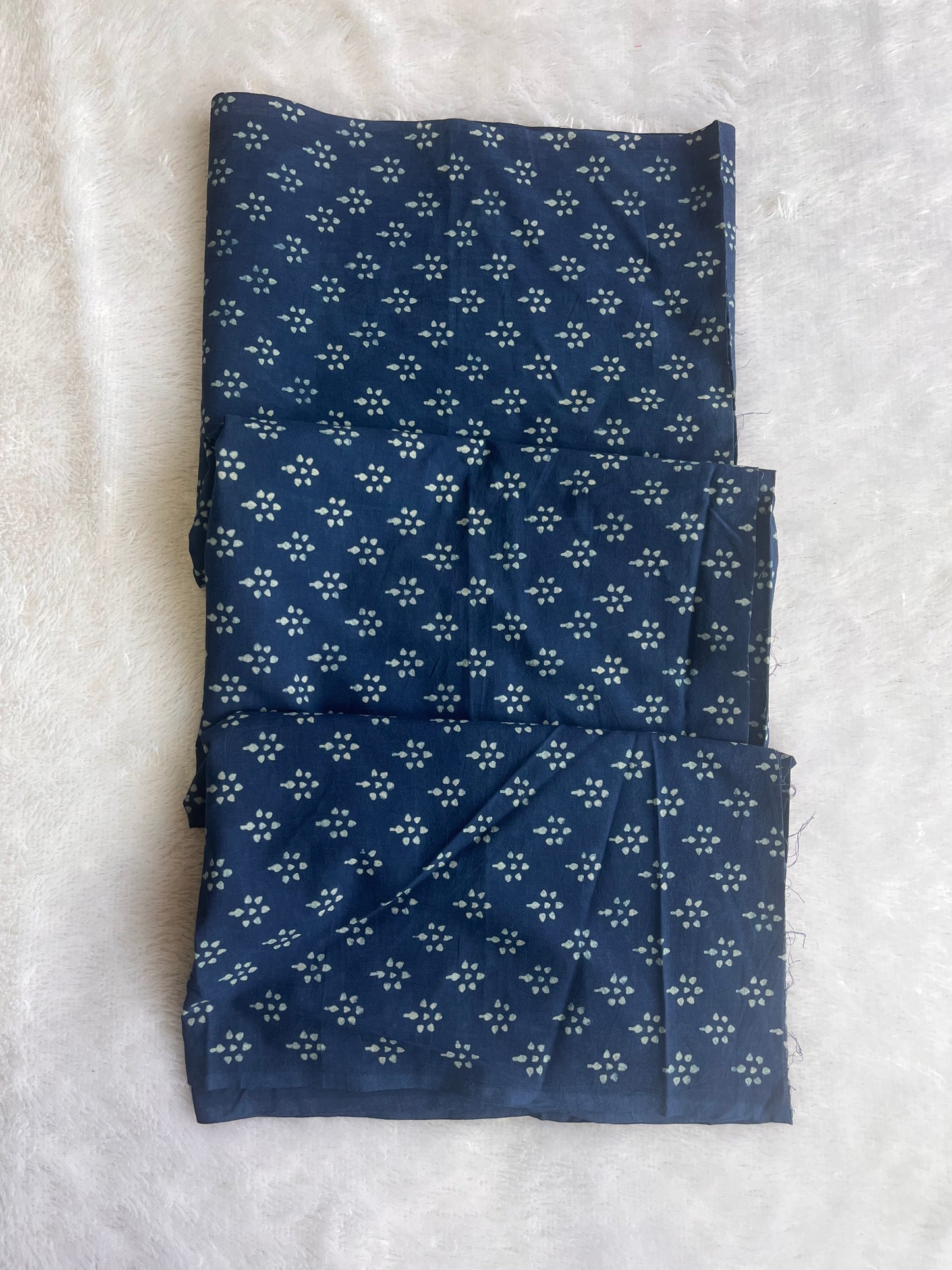 Alola Indigo Small Booti Motif Ajrakh Hand Block Printed Cotton Blouse Fabric