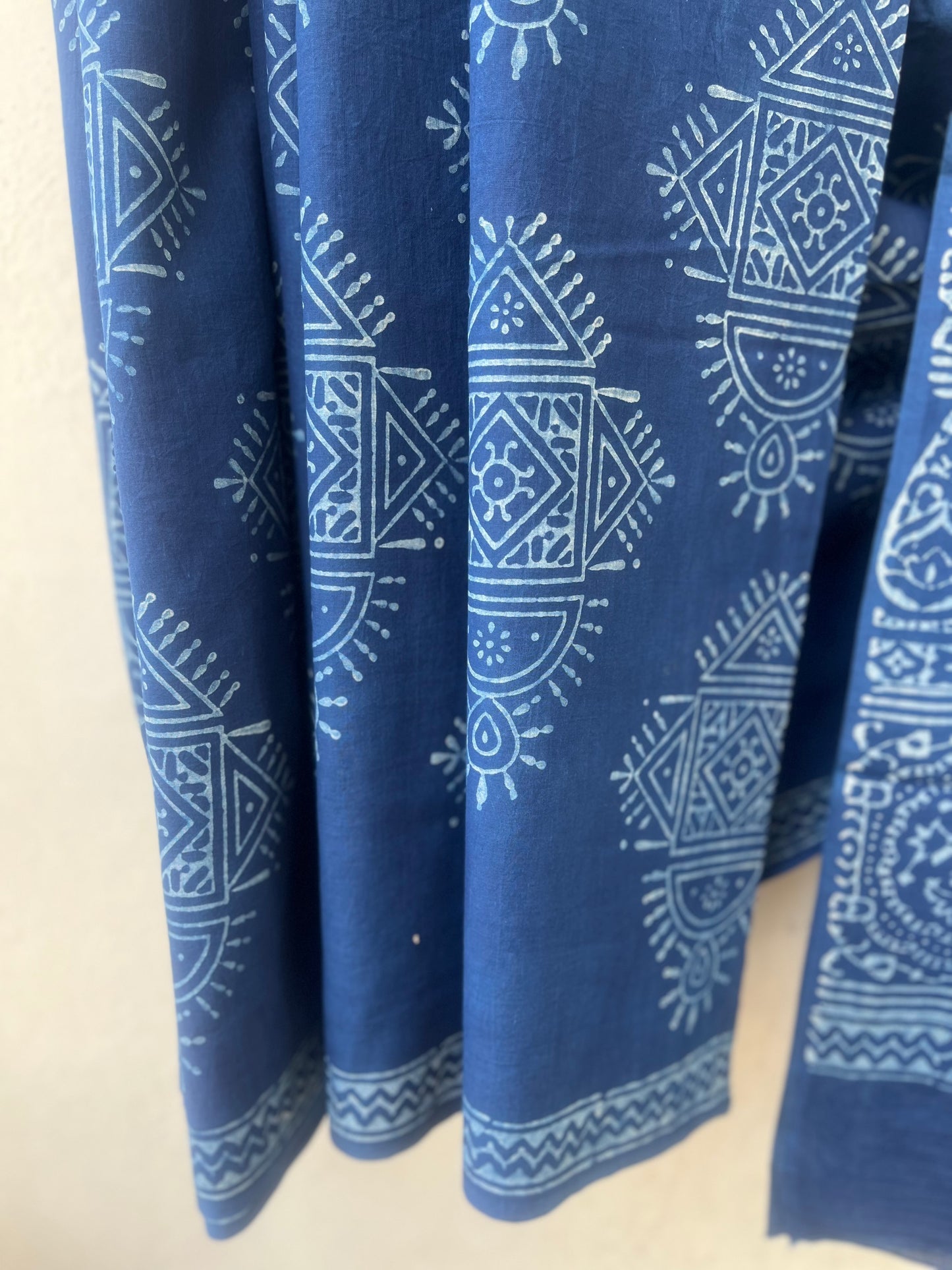 Kasturi Indigo Akola Hand Block Mulmul Cotton Saree with Blouse