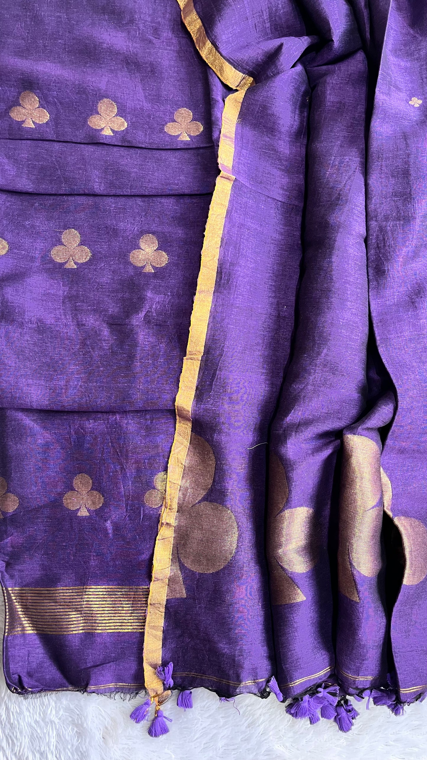 Purple Paan Buta Pure Jayshree Linen with Jamdani Hand Woven Daman 2 pc Suit Set