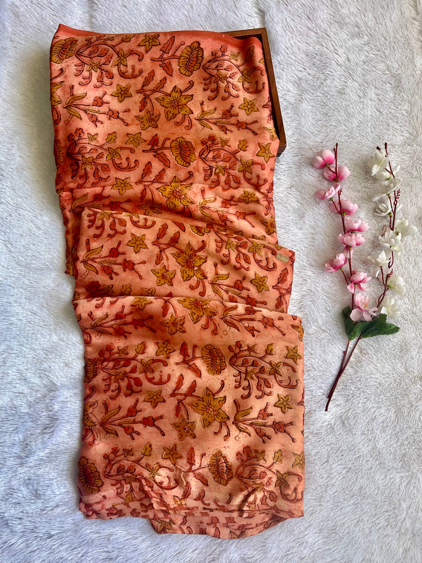 Onion Pink Shade Floral Motif Modal Silk Fabric