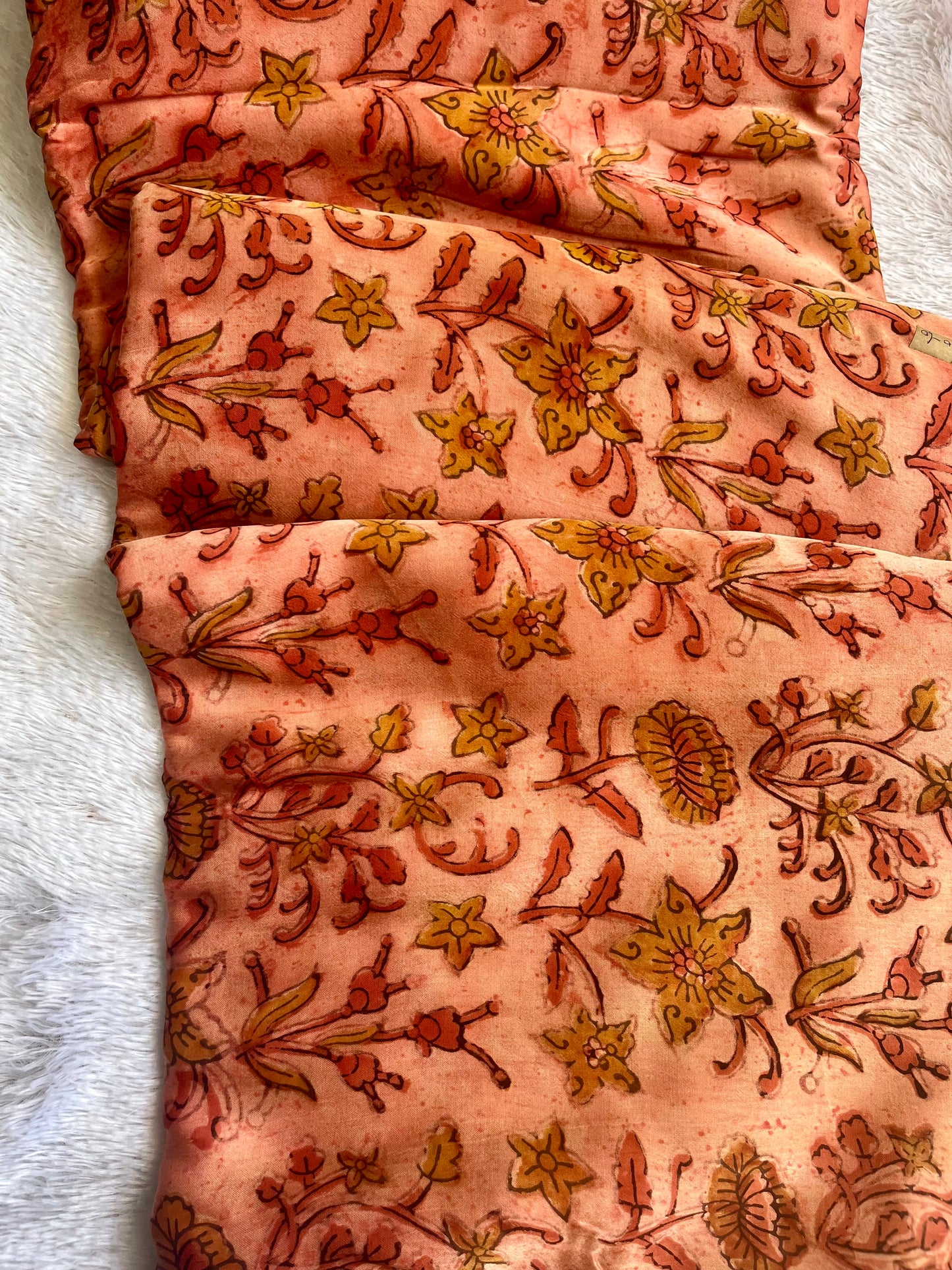 Onion Pink Shade Floral Motif Modal Silk Fabric