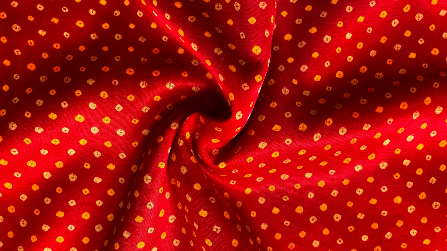 Maroon Dotted Motif Ajrakh Mashru Silk fabric