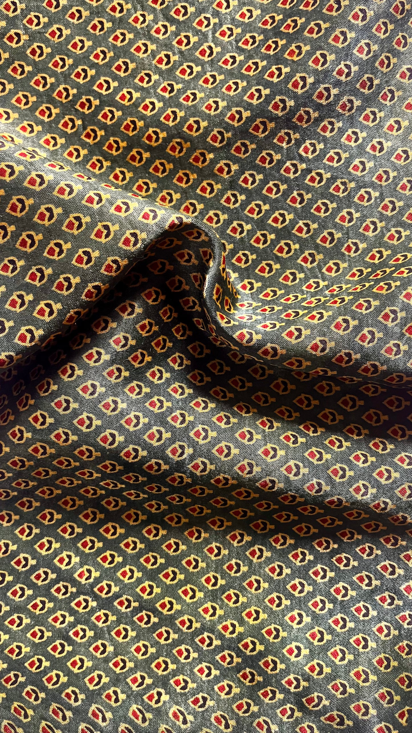 Forest Green Shade Small Buti Motif Ajrakh Mashru Silk Fabric