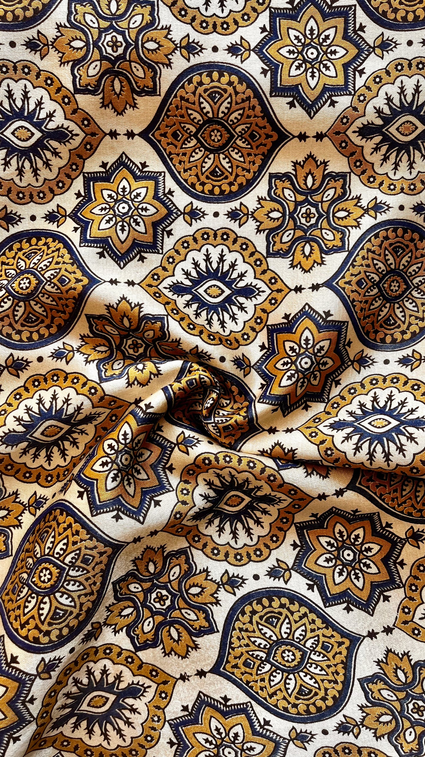 Cream Shade Badaam Buti Motif Ajrakh Mashru Silk fabric