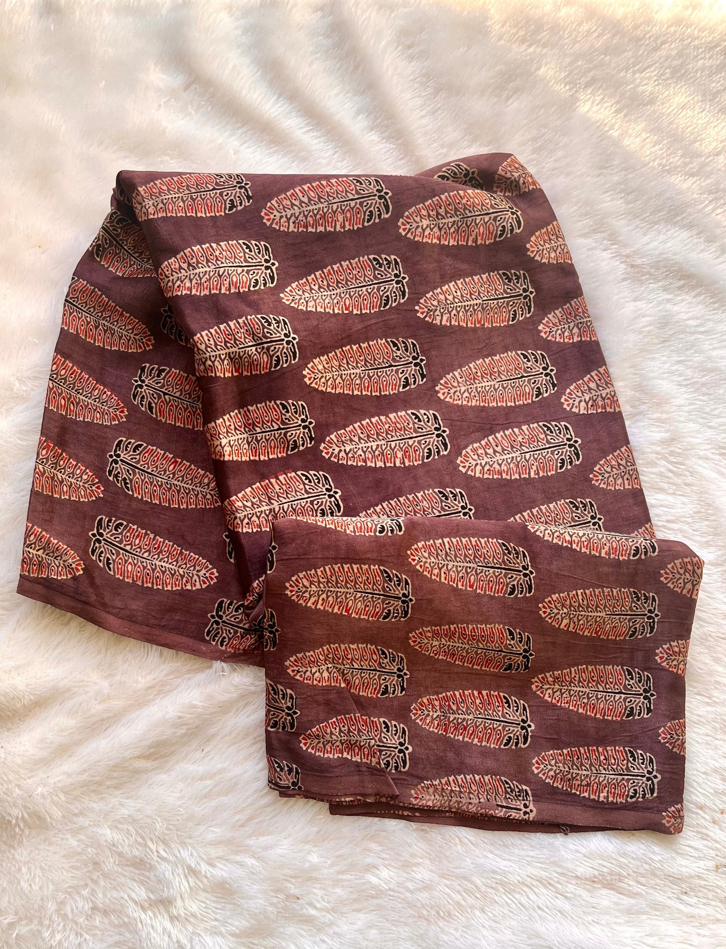 Rasin Asopallav Motif Ajrakh Mashru Silk Blouse Piece