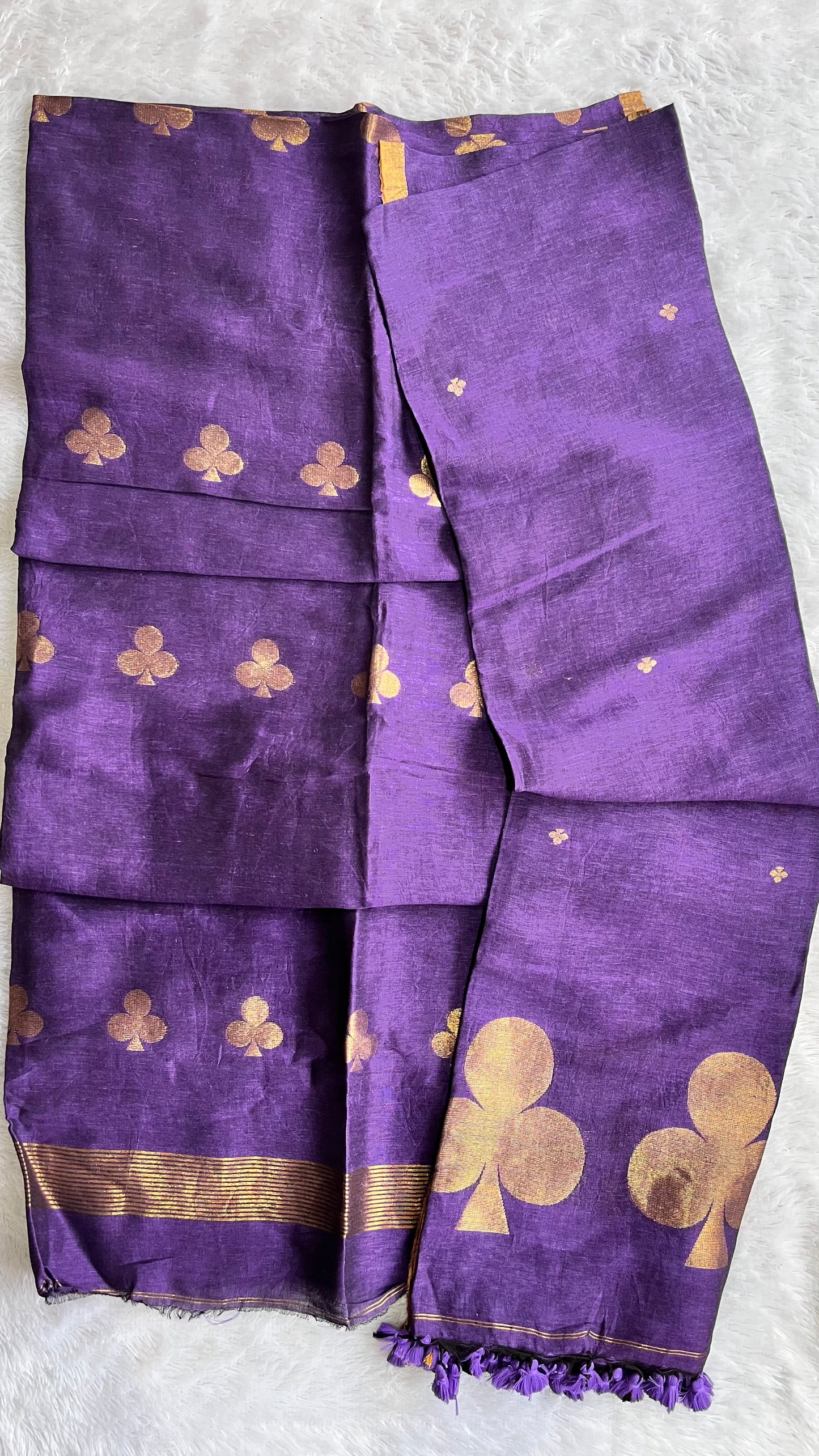 Purple Paan Buta Pure Jayshree Linen with Jamdani Hand Woven Daman 2 pc Suit Set
