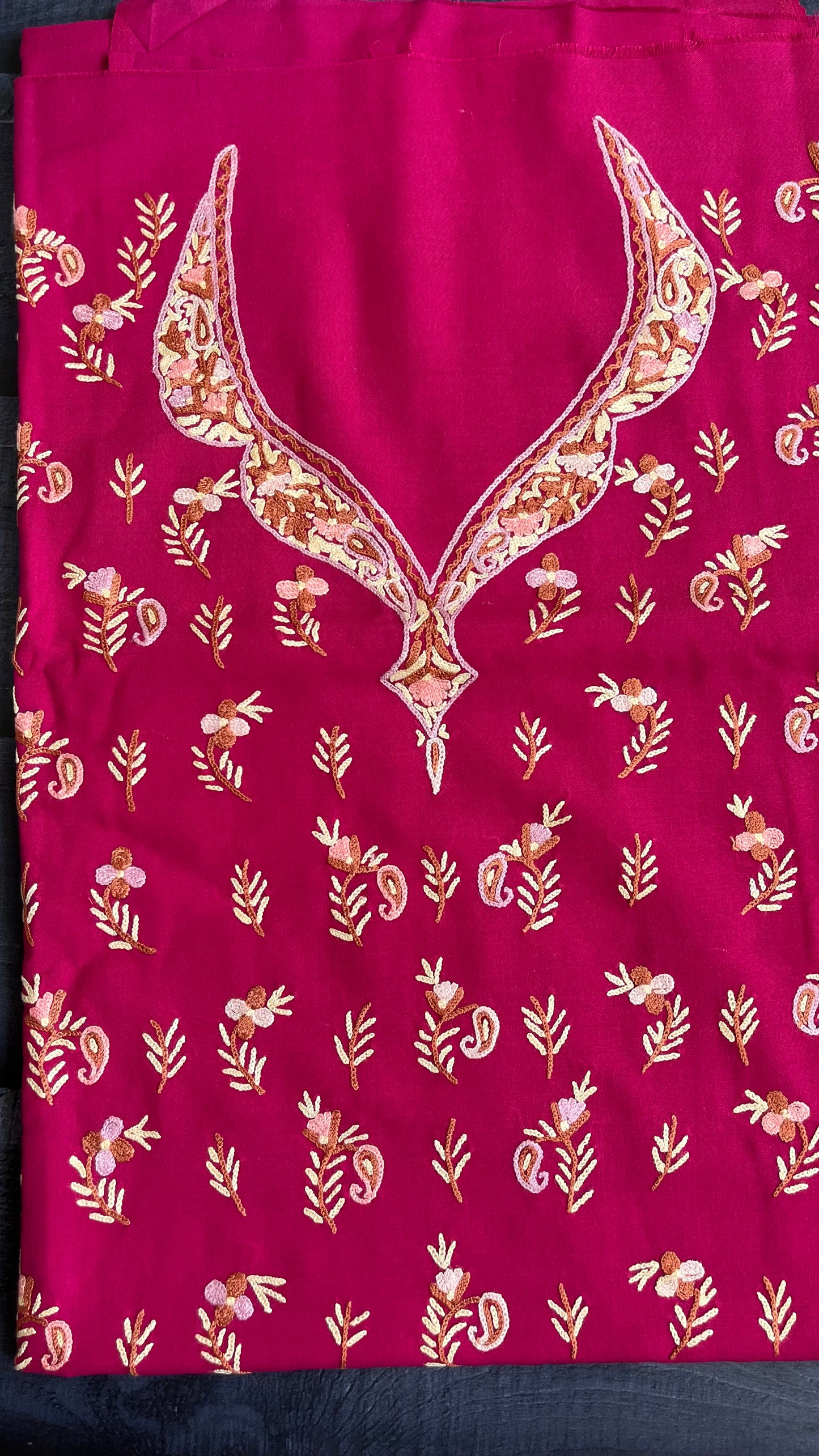 Dark Pink Shade Pure Cotton Kashmiri Aari Embroidered Co Ord 2 pc Set
