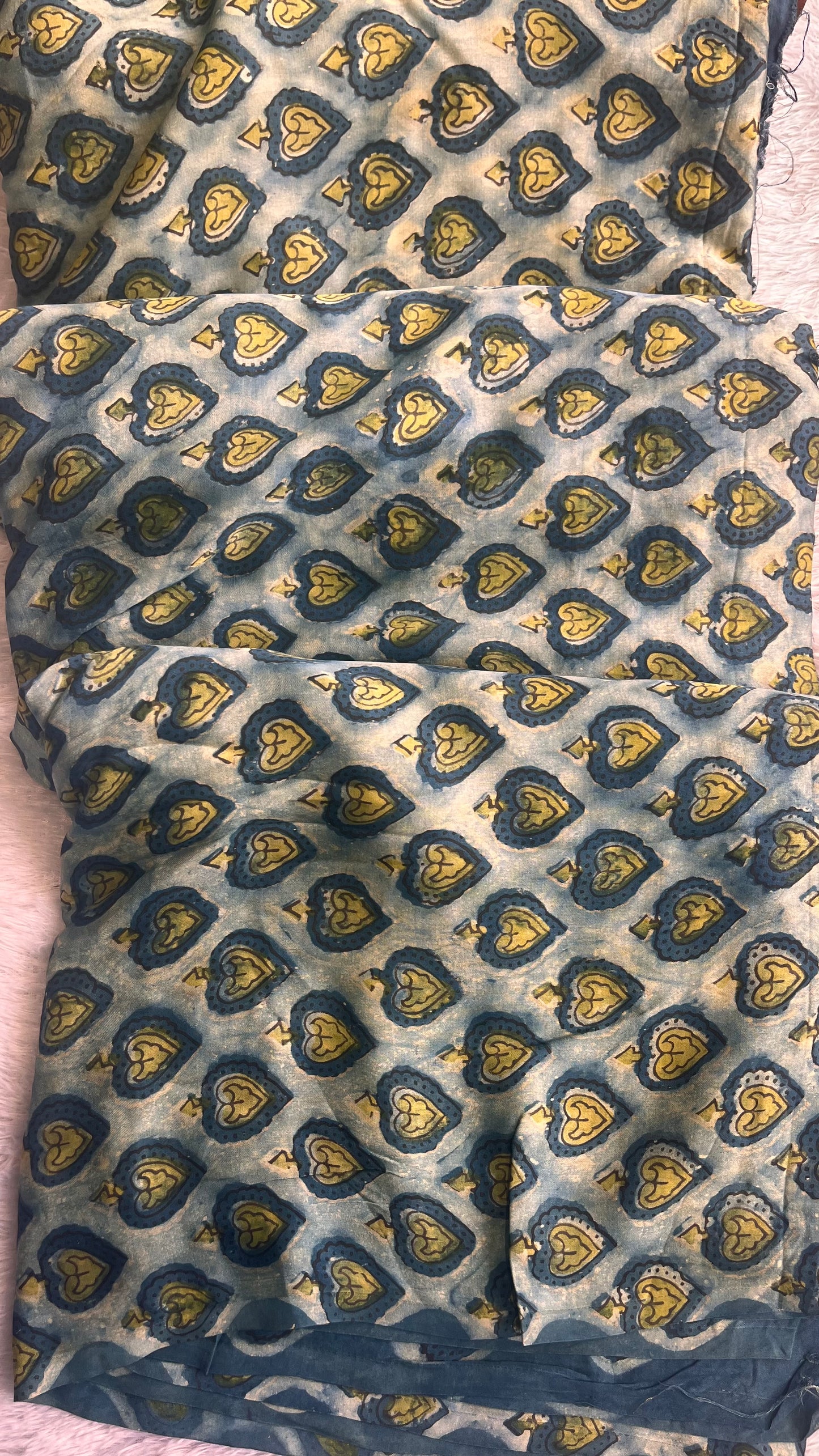 Steel Blue Shade Paan Motif Modal Silk Fabric
