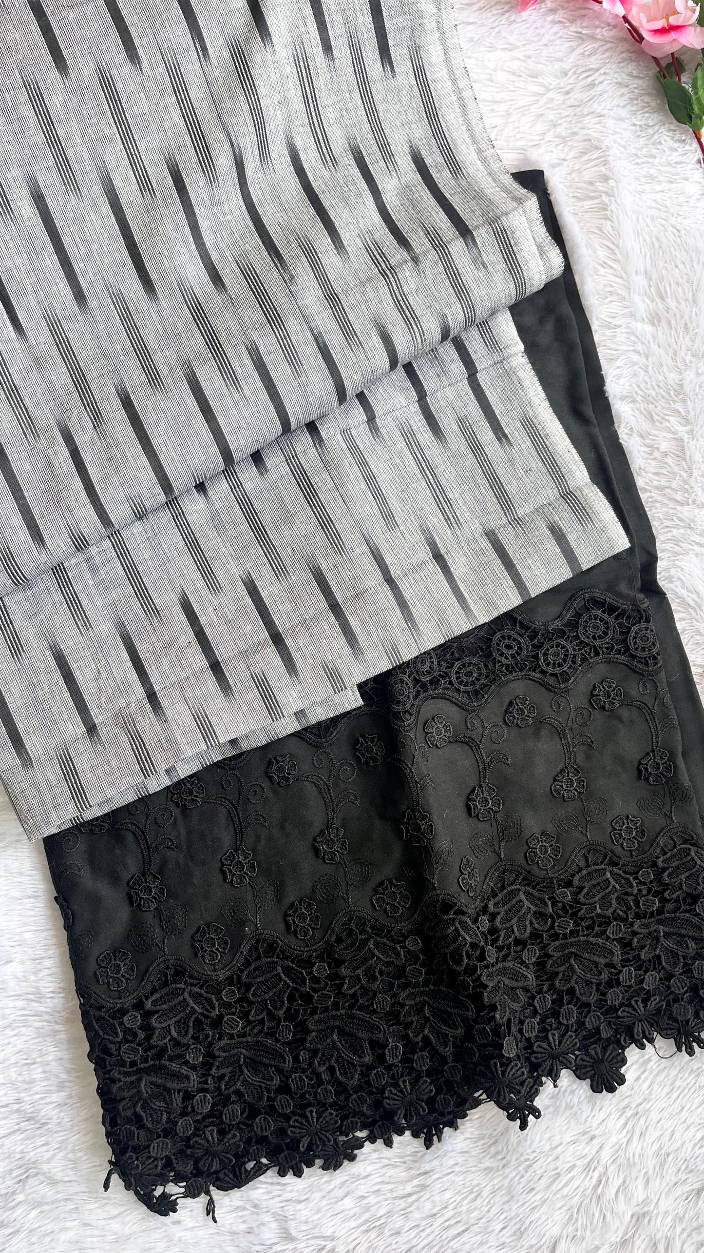Cement Grey Ikkat Pure Cotton 2 pc Suit Set