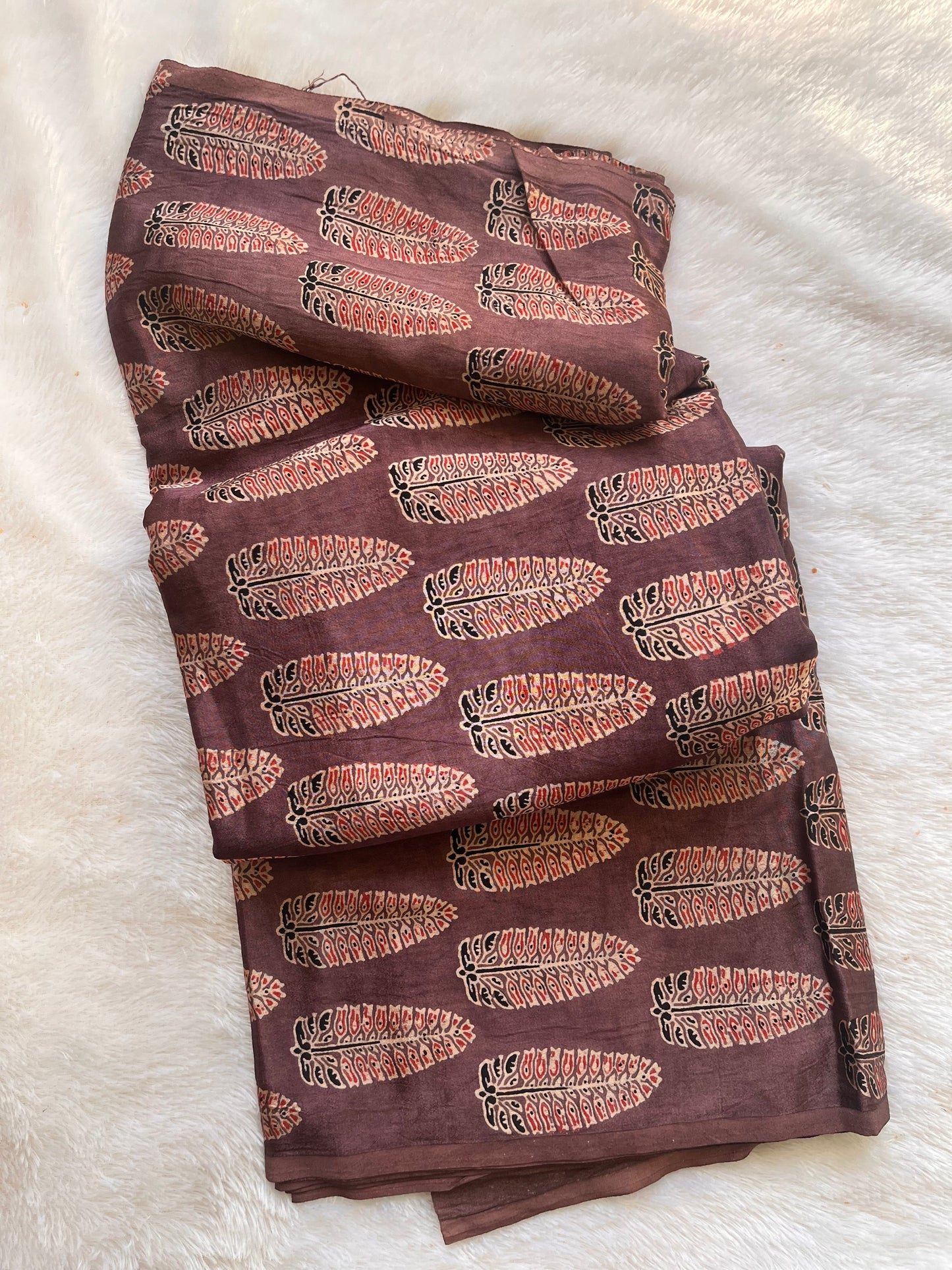 Rasin Asopallav Motif Ajrakh Mashru Silk Blouse Piece