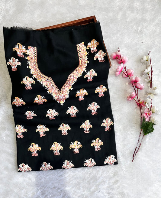 Black Shade with Dust Pink Pure Cotton Kashmiri Aari Embroidered Co Ord 2 pc Set