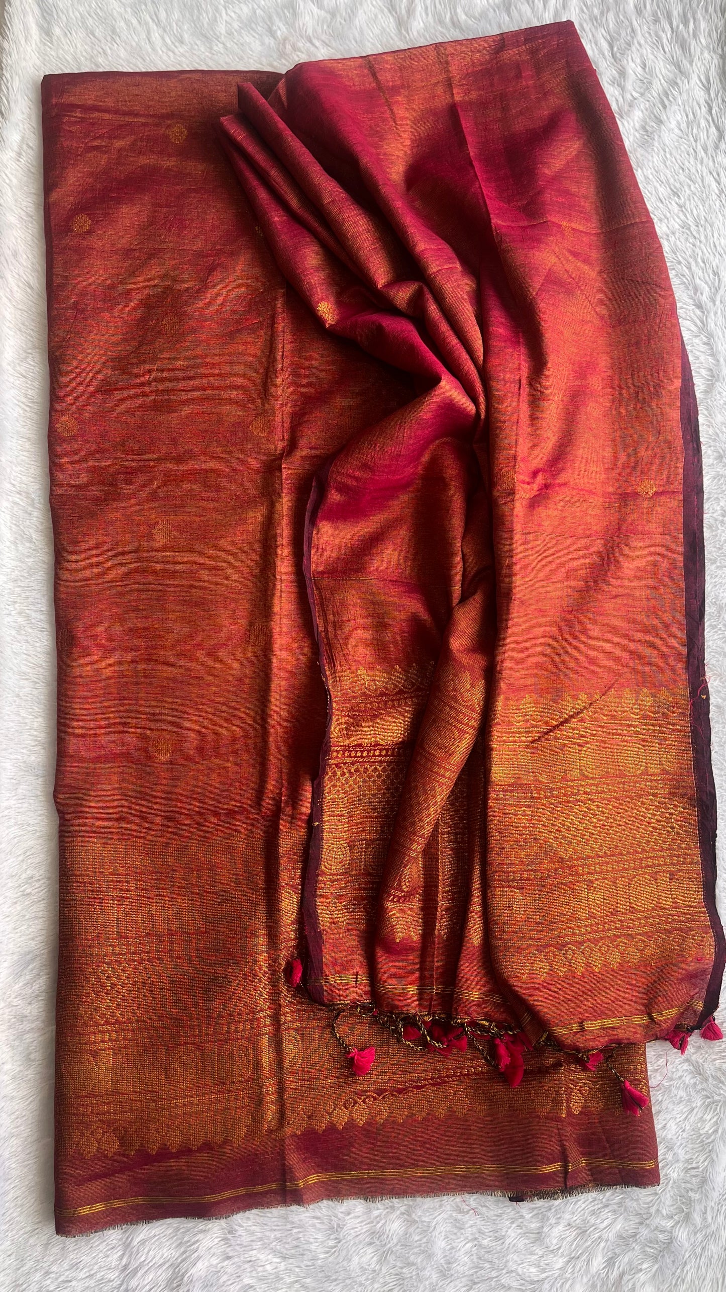 Onion Pink Unstitched Pure Linen with Tissue Woven daman 2 pc Suit Set