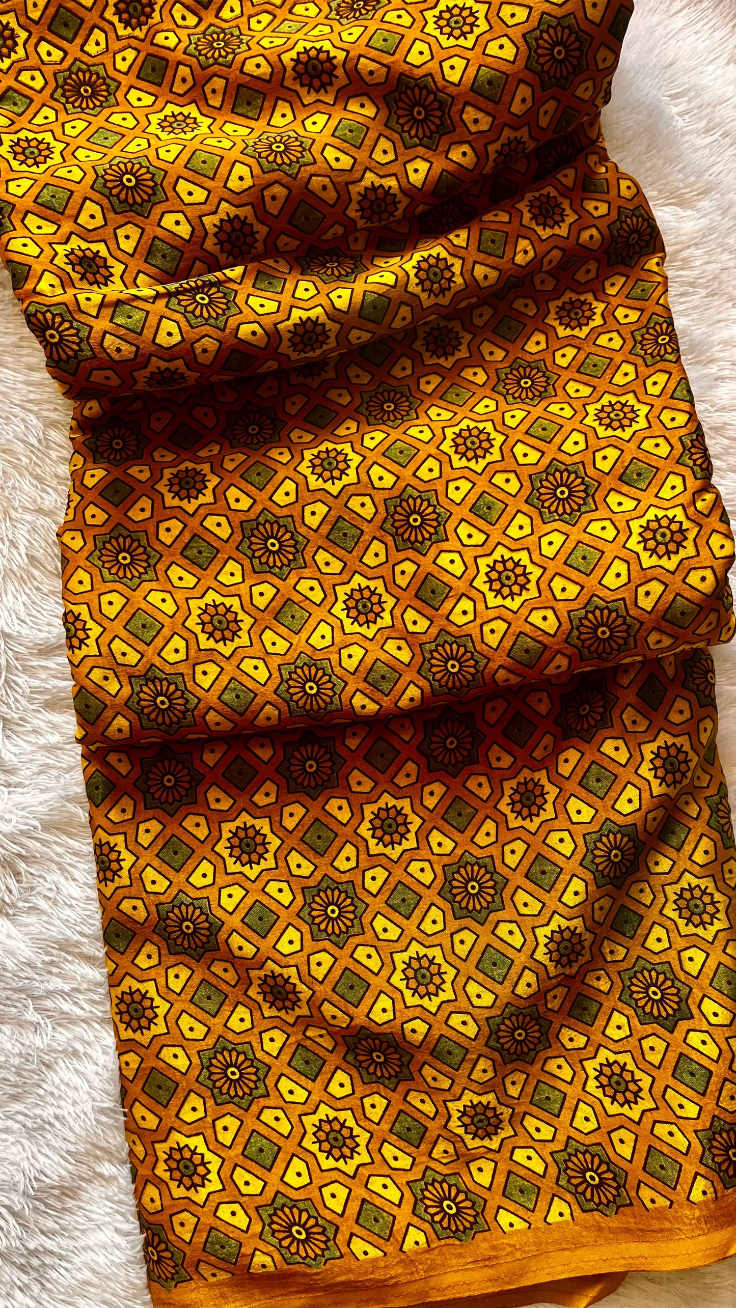 Mustard Yellow Jaali Buti Mashru Silk Blouse Piece