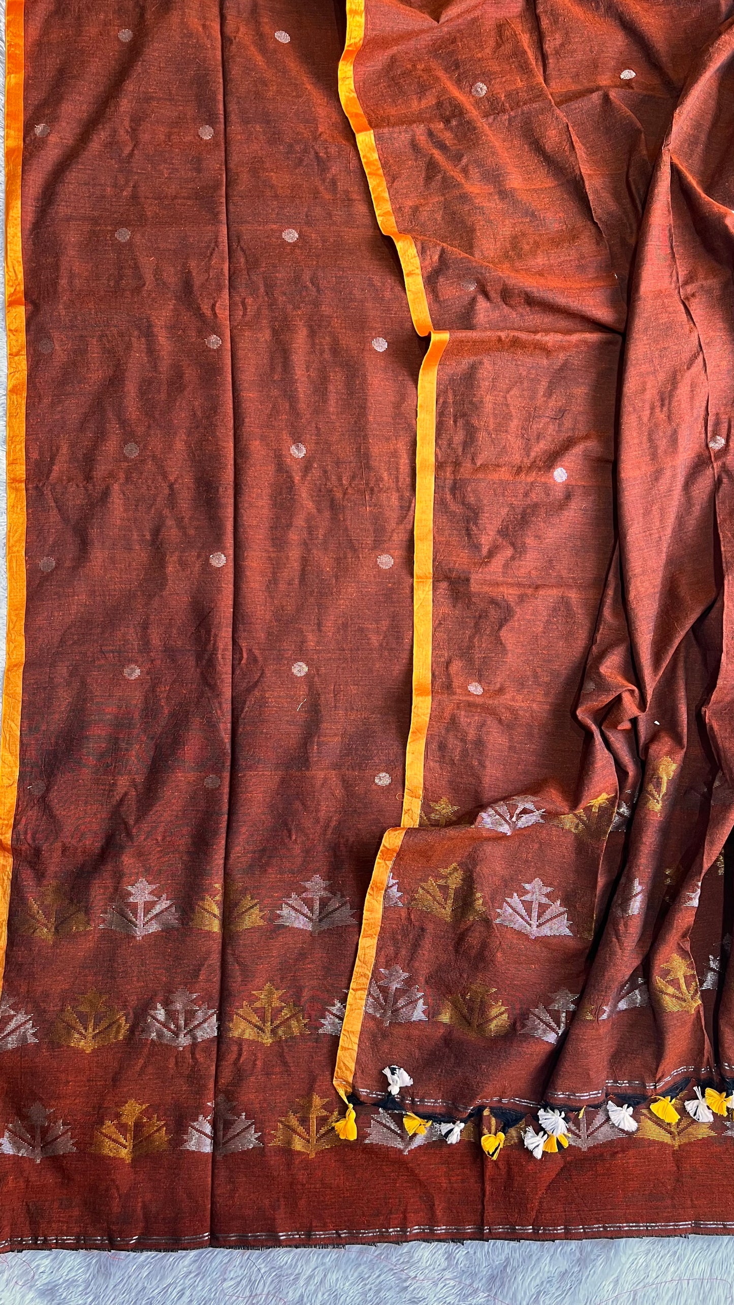Brown Unstitched Pure Linen with Tissue Weaving Buttas 2 pc Suit Set