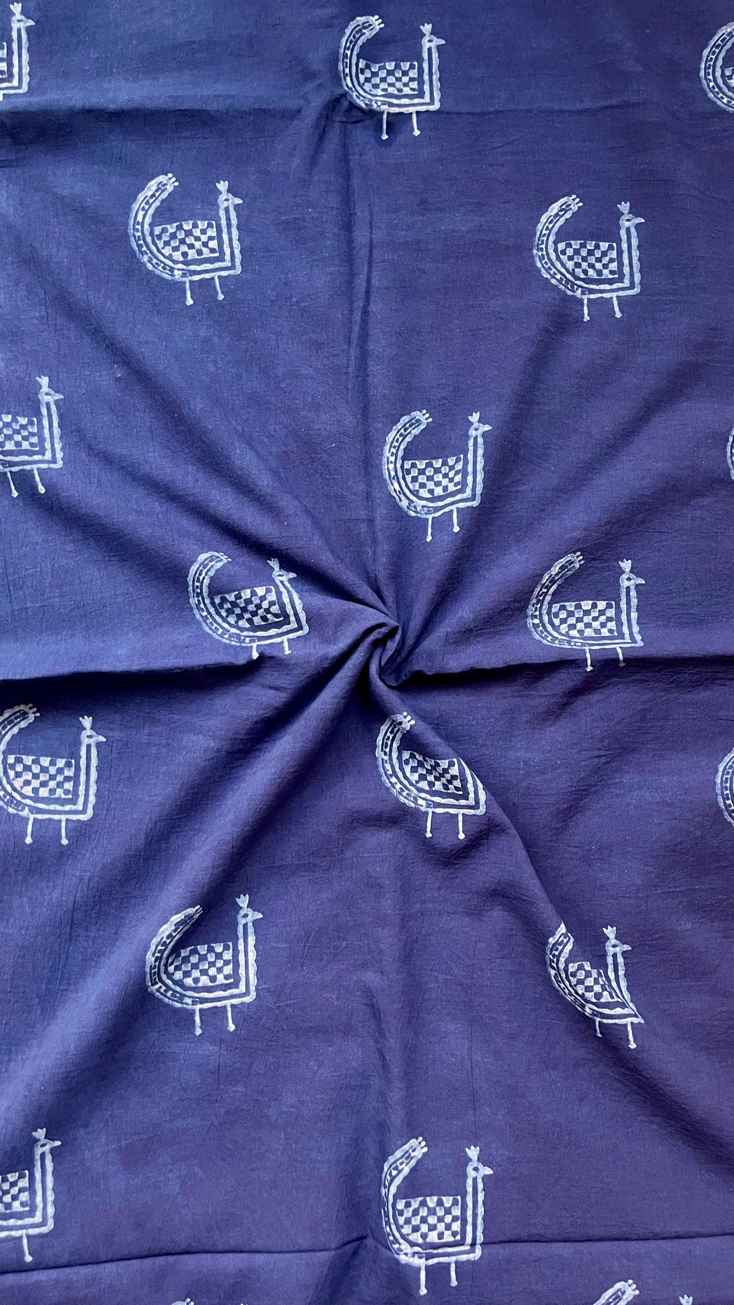 Akola Dabu Mor Motif Pure Cotton Fabric Set
