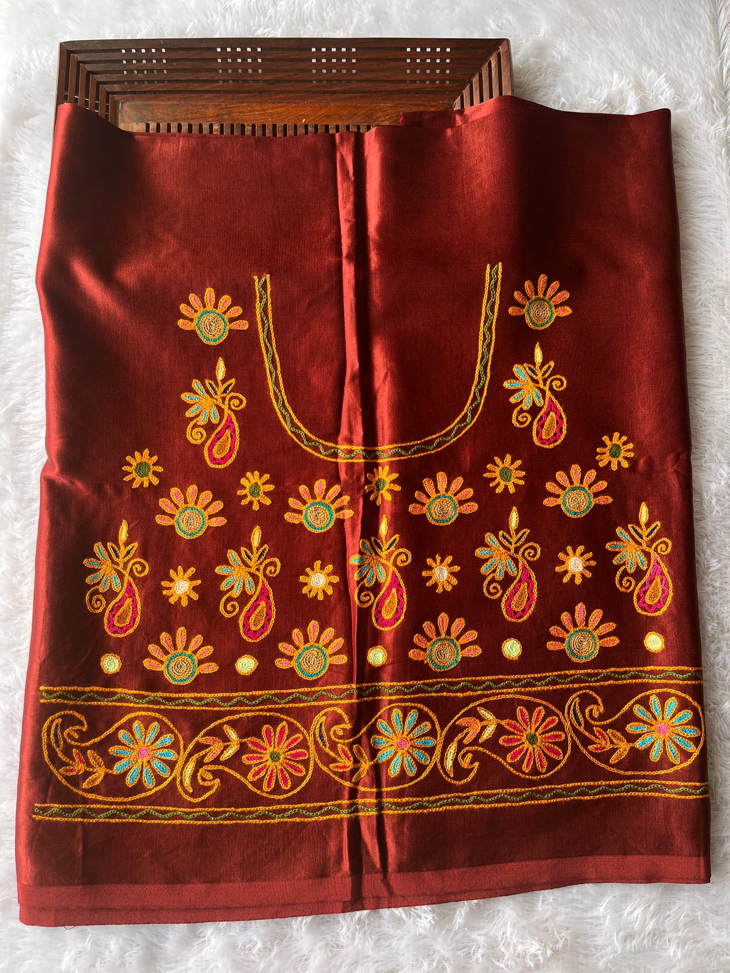 Maroon Mashru Silk Kutch Work Blouse