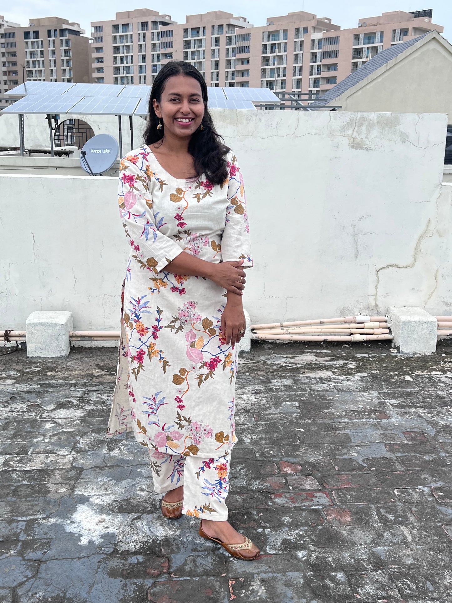 A Creamy Affair Linen Cotton Kurta Pant Co Ord Set