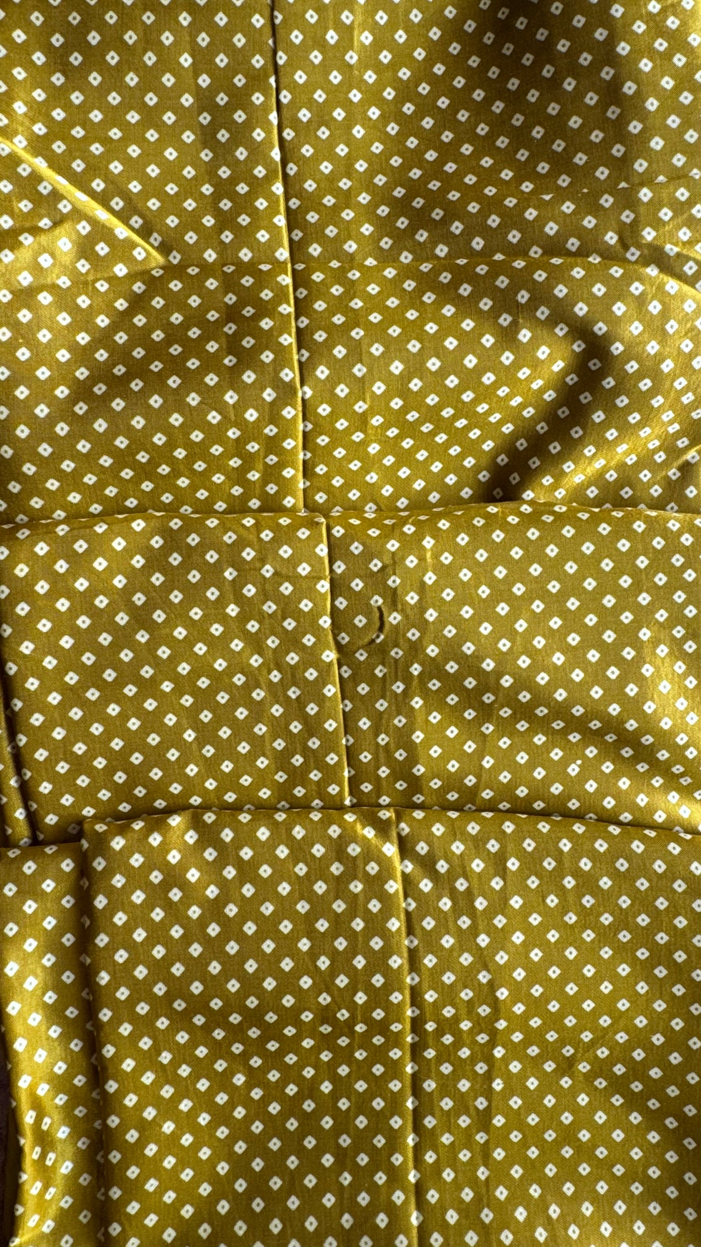 Olive Green Dotted Motif Ajrakh Mashru Silk fabric