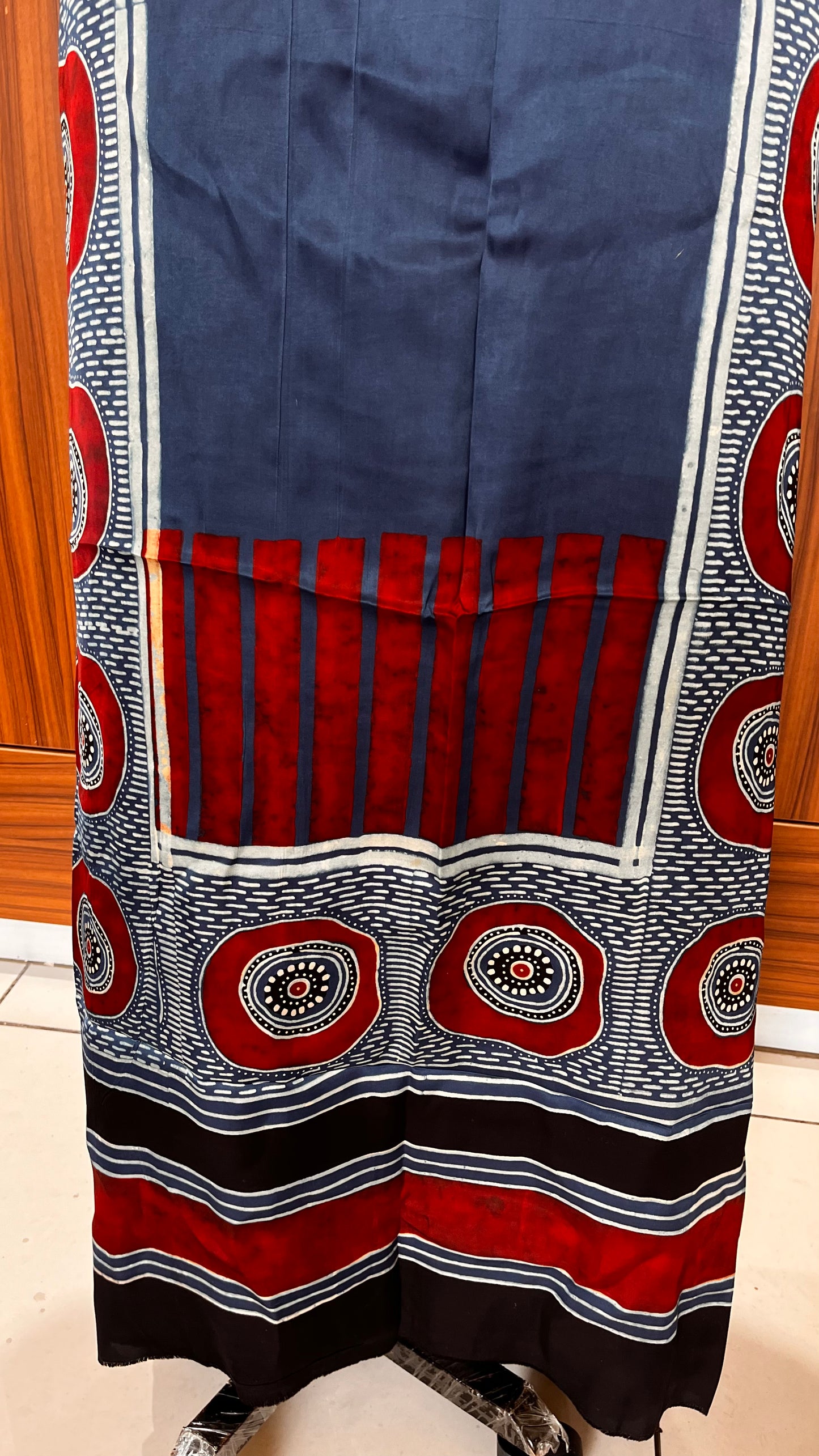 Blue Solid Shade Modal Silk Ajrakh Hand Block Print Designer Unstitched Fabric (Kurta Only)
