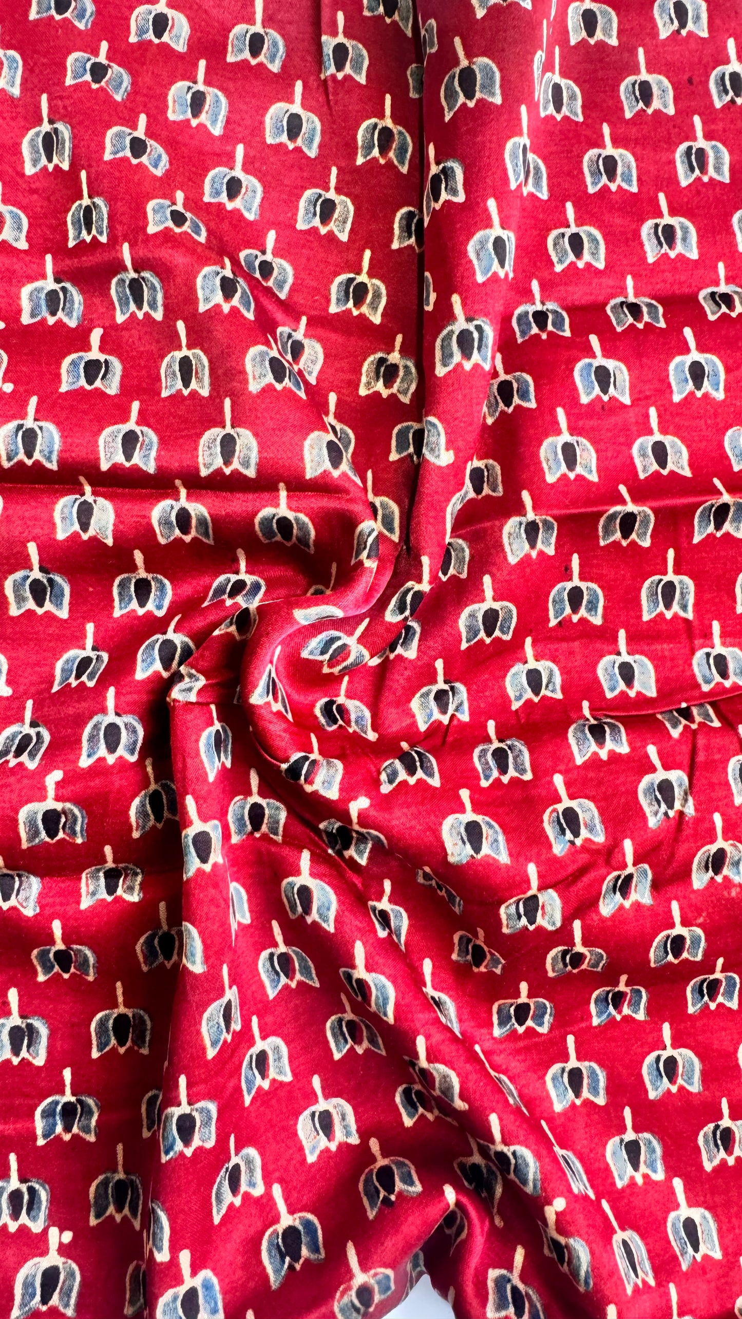 Anaar Red Kamal Boota Print Mashru Silk Blouse Piece