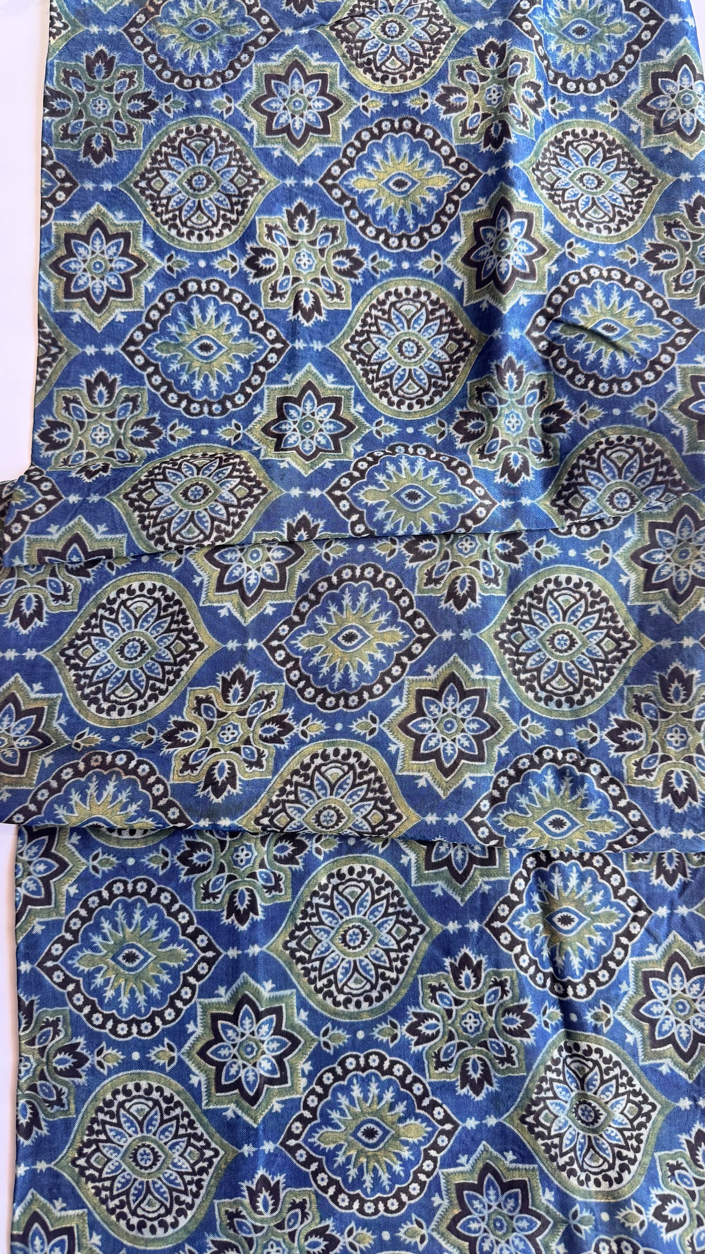Blue shade Badam Boota Print Mashru Silk Blouse Piece
