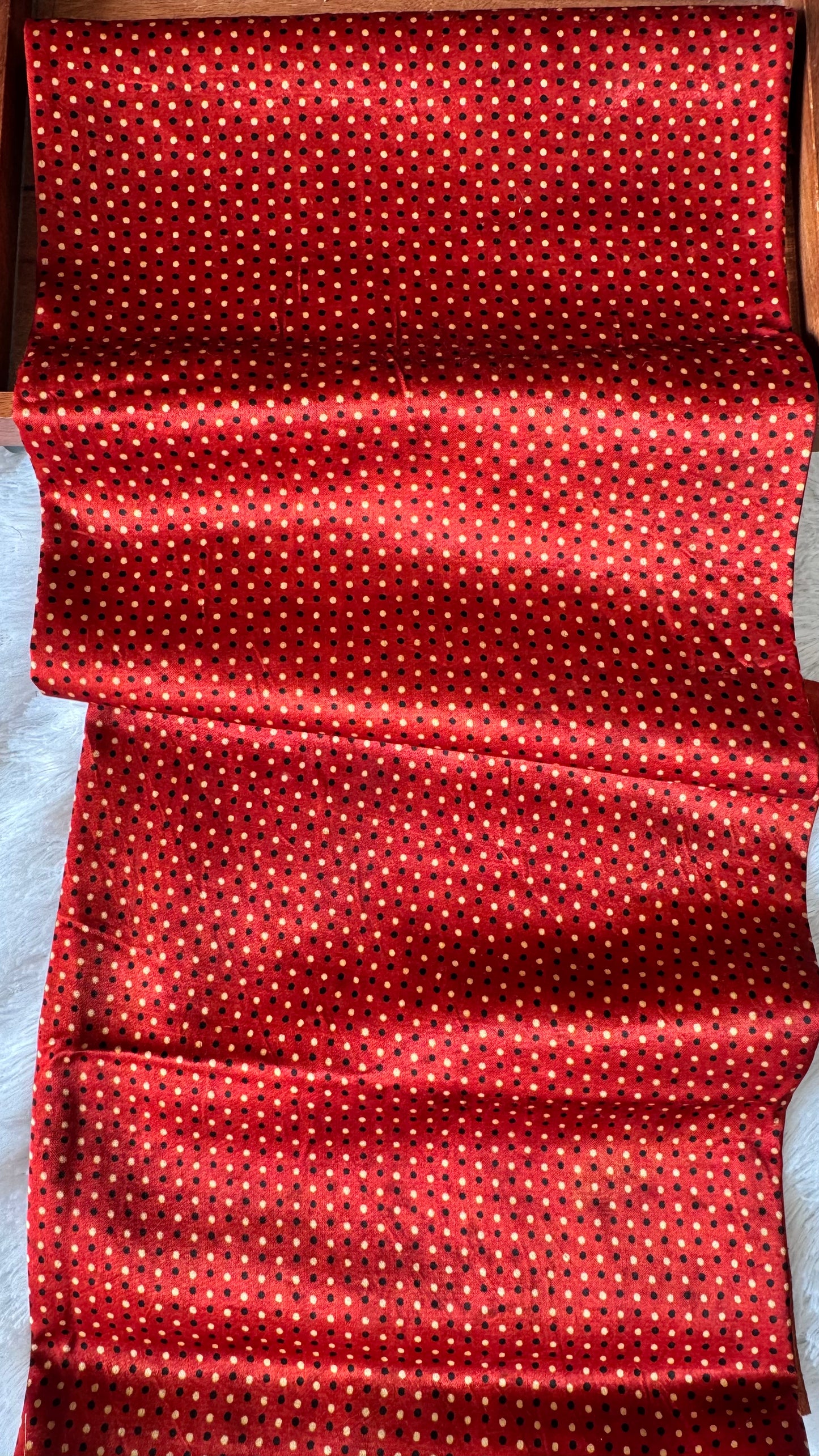 Red Base Dotted Motif Mashru Silk Blouse Piece