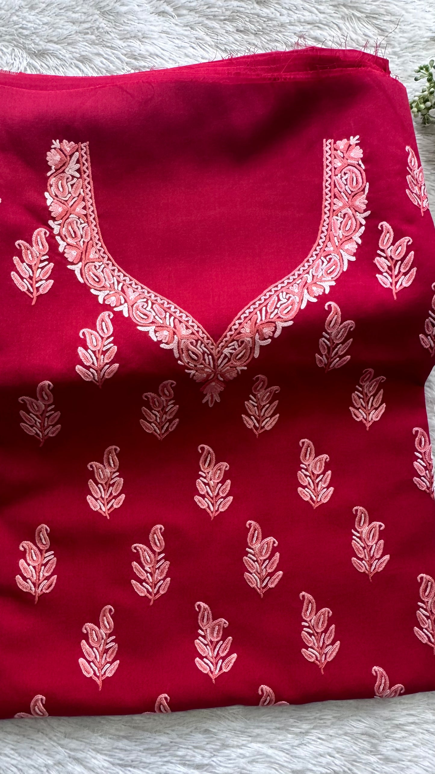 Dark Pink Shade Pure Cotton Kashmiri Aari Embroidered Co Ord 2 pc Set