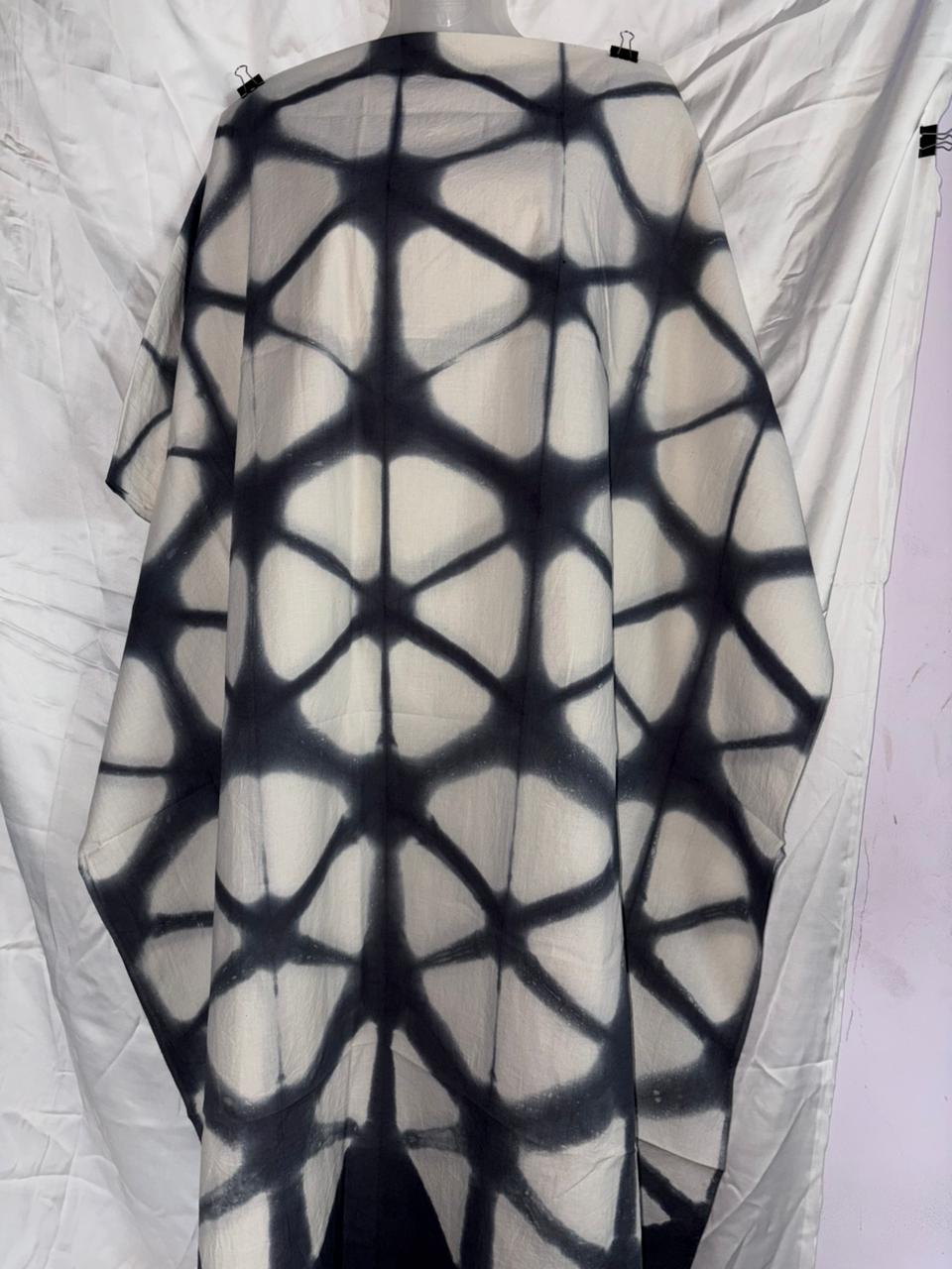 Gracious Grey Clamp Dyed Print Designer Unstitched Pure Cotton Fabric (Kurta Only)