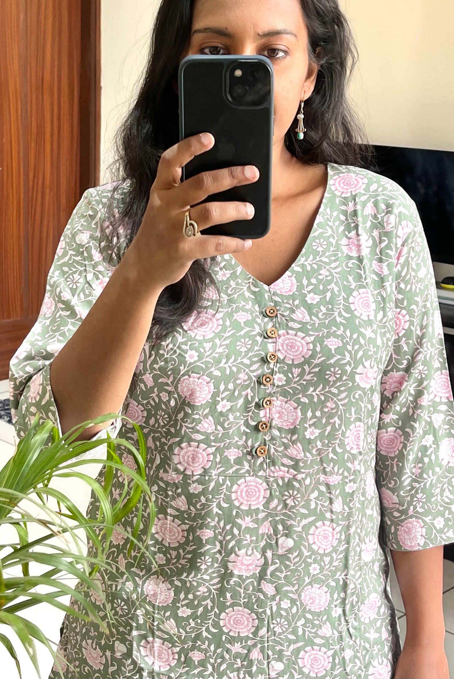 Light Green Rayon Cotton Straight Kurti