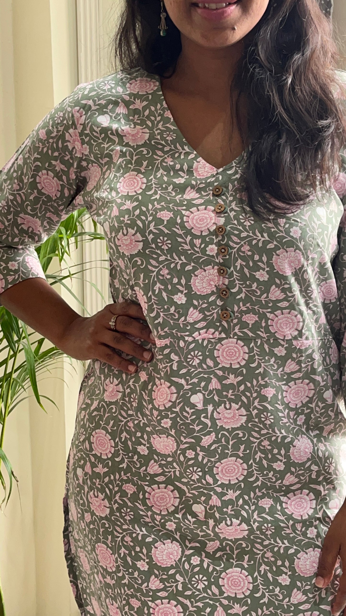 Light Green Rayon Cotton Straight Kurti