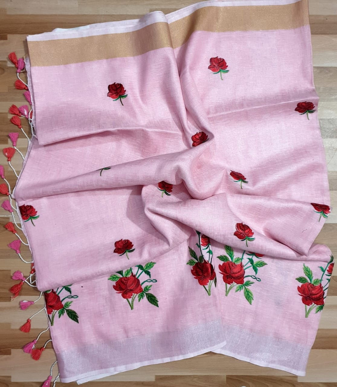 Life is Rosy Linen Saree