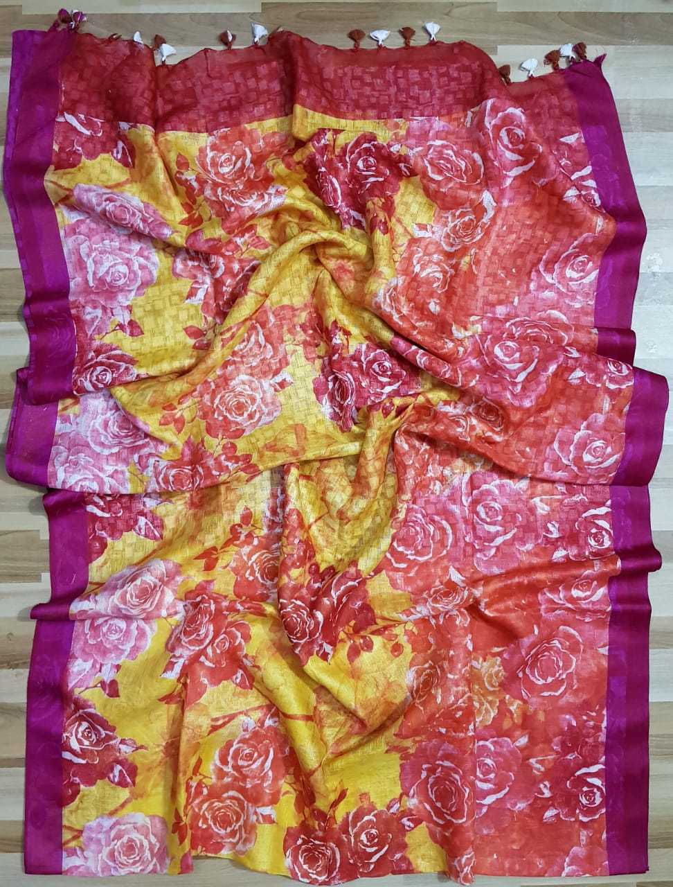 Flower Power Floral Linen Saree