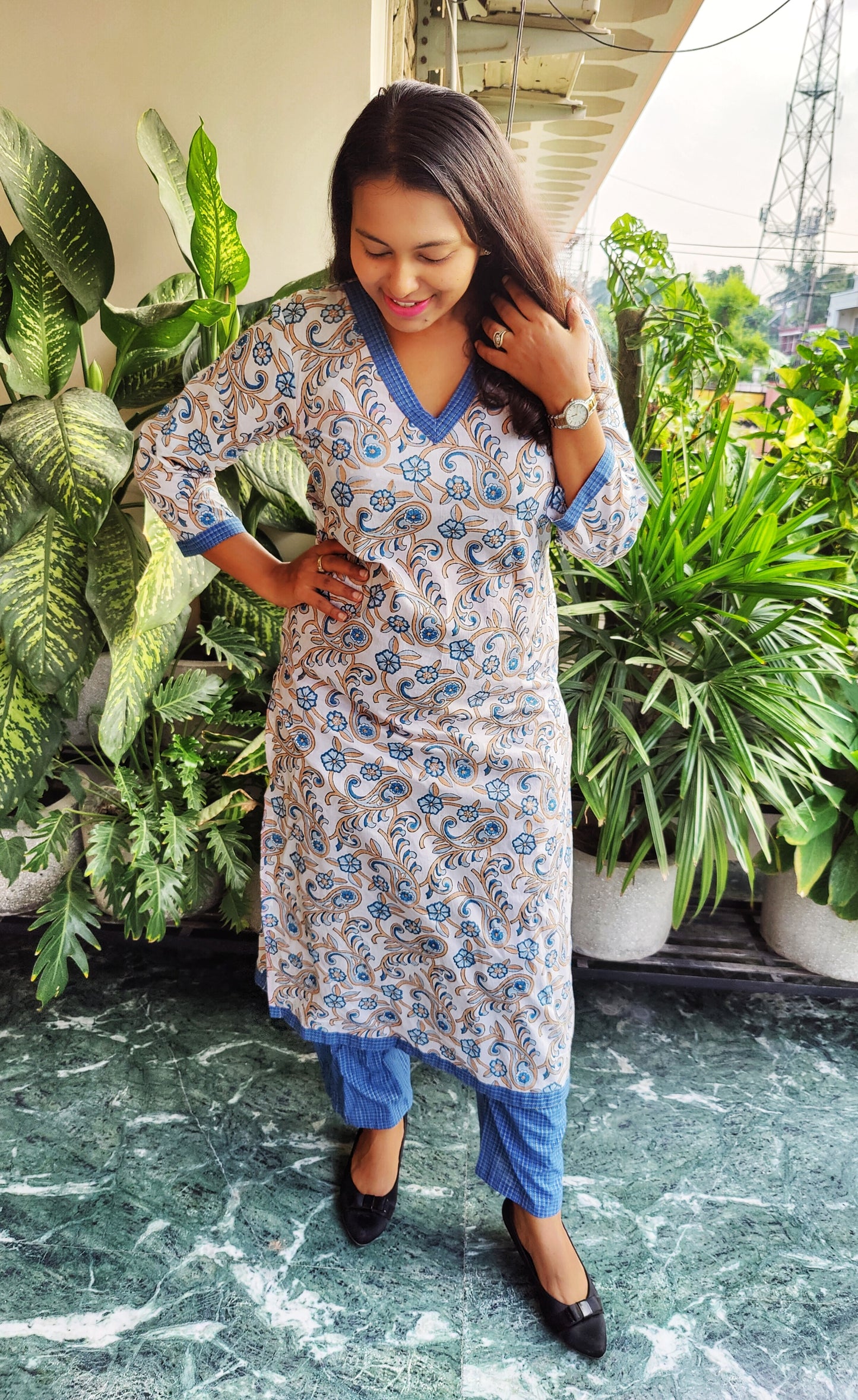 Mehwish Pure Cotton Hand Block Print Kurta Pant Set