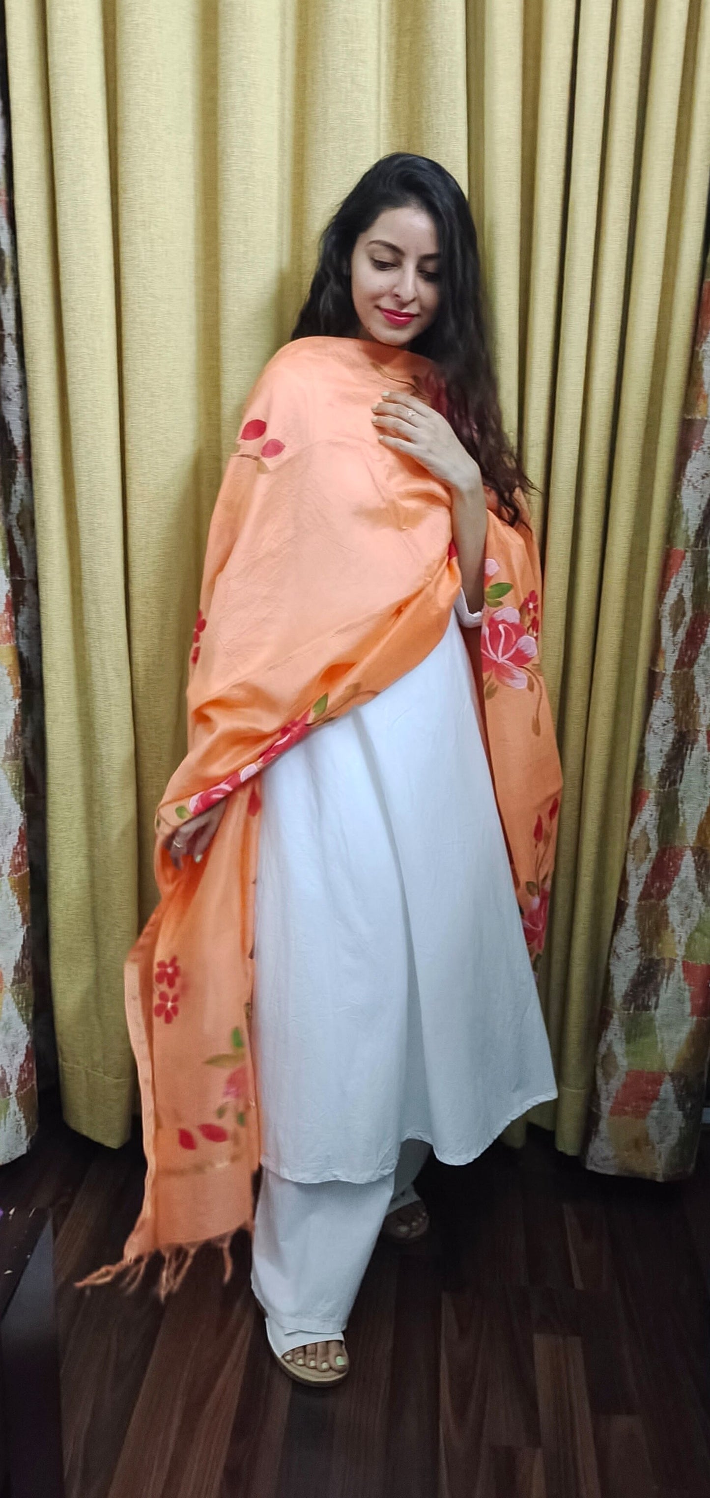 2 Piece White Kalidaar Suit with Plazzo Set (without dupatta) - Desisass