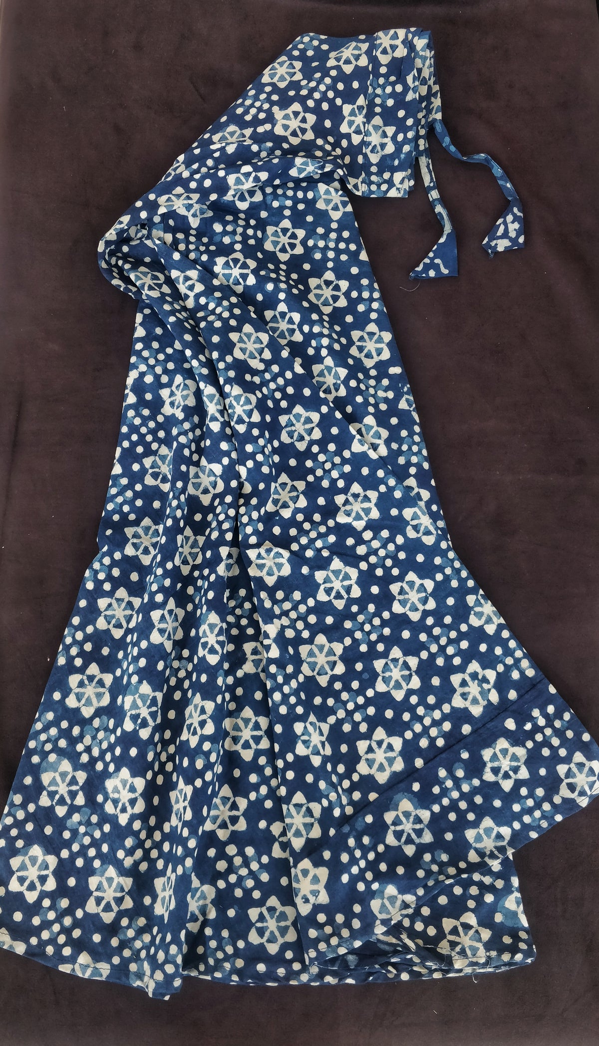 Indigo Sitara Motif Cotton Long Skirt