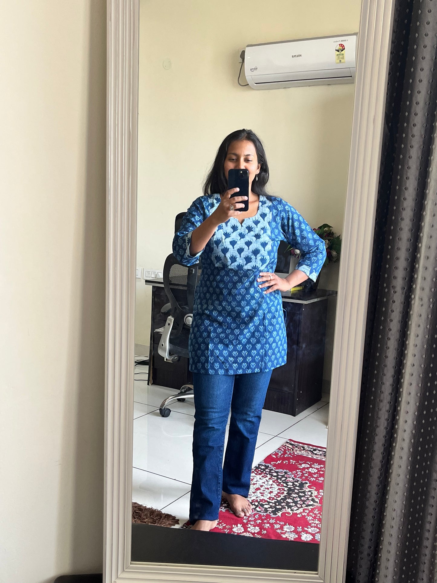 Akloa Indigo Hand Block Pure Cotton Short Kurti