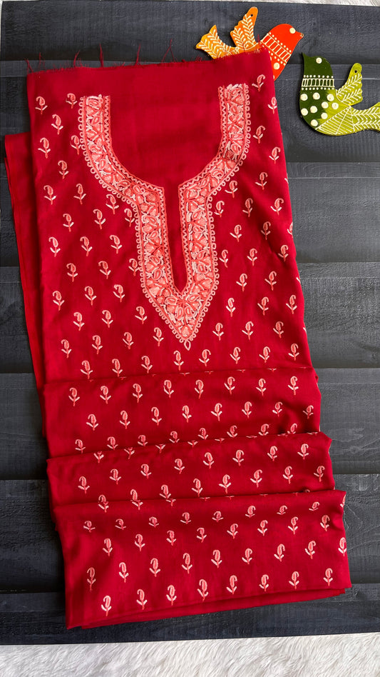 Gajri Shade Pure Cotton Kashmiri Aari Embroidered Co Ord 2 pc Set