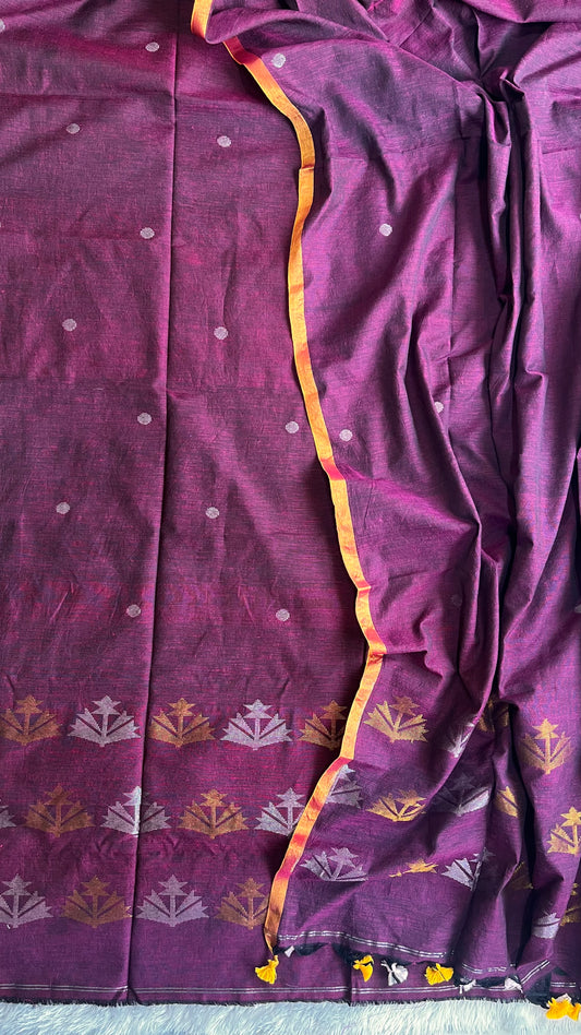 Purple Unstitched Pure Linen with Tissue Weaving Buttas 2 pc Suit Set
