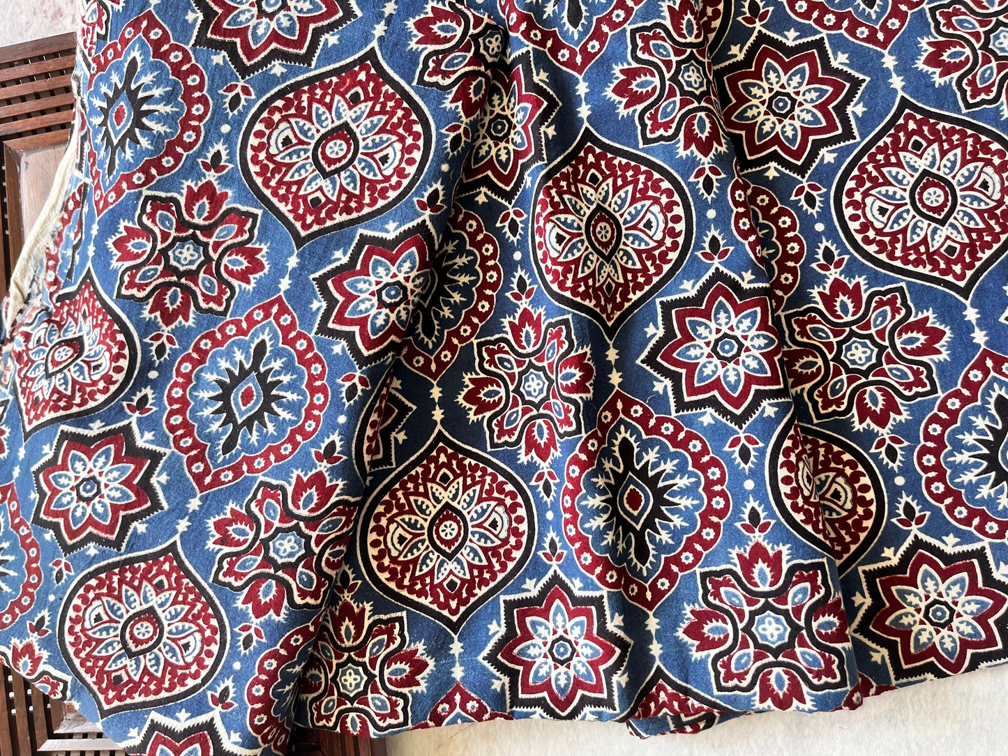 Blue Classic Motif Ajrakh Pure Cotton Fabric