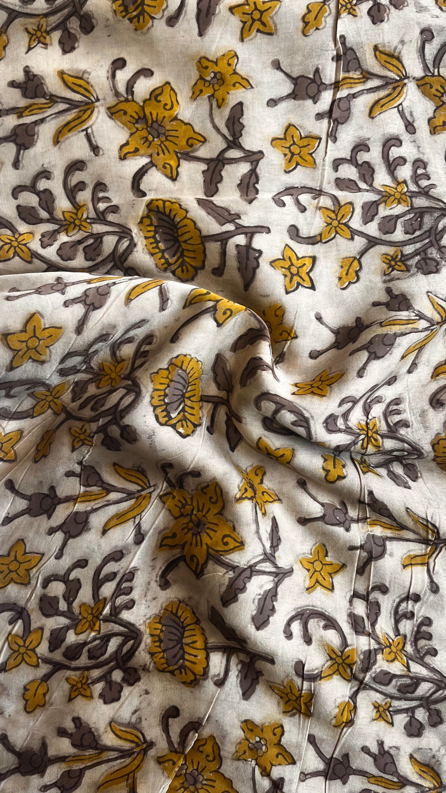 Earthy Beige Kashish Shade Foral Motif Pure Modal Silk Fabric