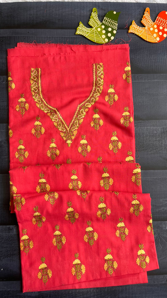 Rani Pink Shade Pure Cotton Kashmiri Aari Embroidered Co Ord 2 pc Set