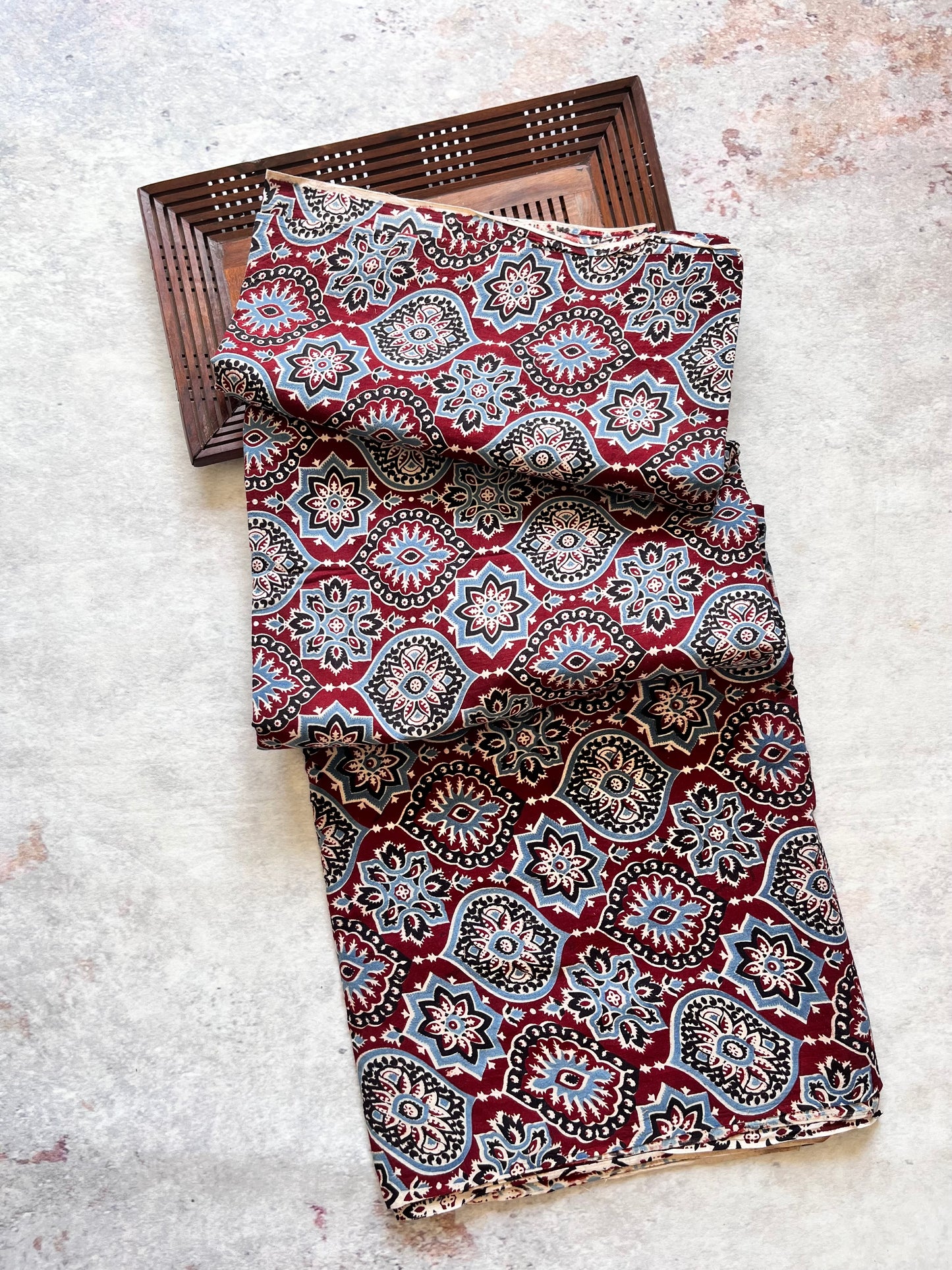 Red Classic Motif Ajrakh Pure Cotton Fabric