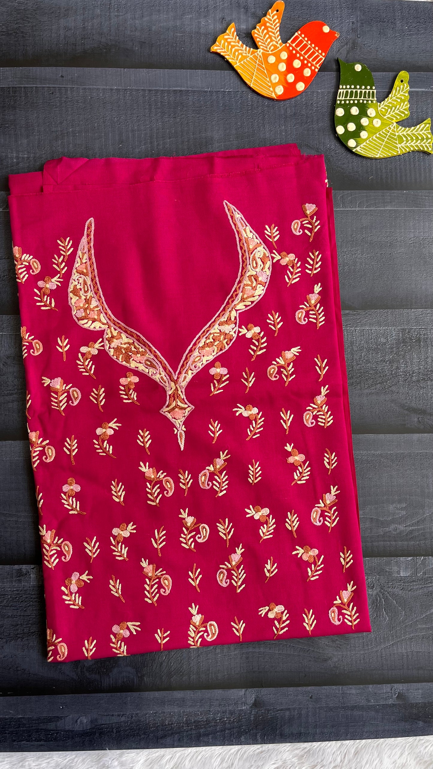 Dark Pink Shade Pure Cotton Kashmiri Aari Embroidered Co Ord 2 pc Set