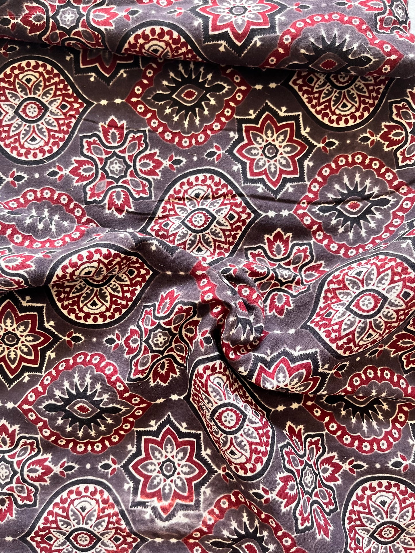 Brown Classic Motif Ajrakh Pure Cotton Fabric